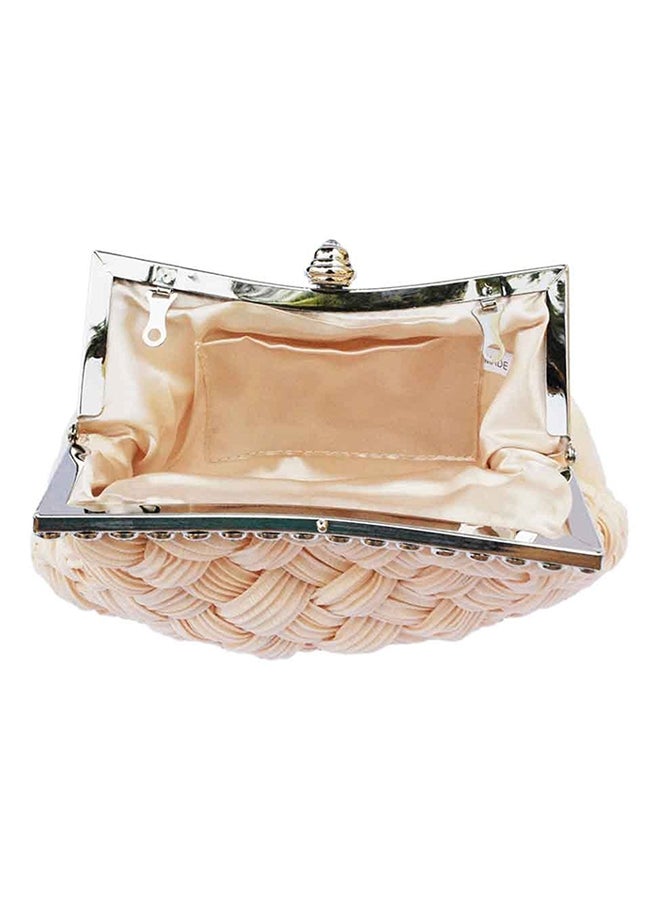 Rhinestone Studded Clutch Beige - Image 3